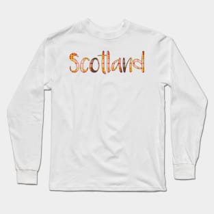 SCOTLAND, Red, Yellow, Black and White Tartan Style Design Long Sleeve T-Shirt